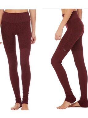 Alo Yoga Goddess Leggings Maroon Ruched Size XS